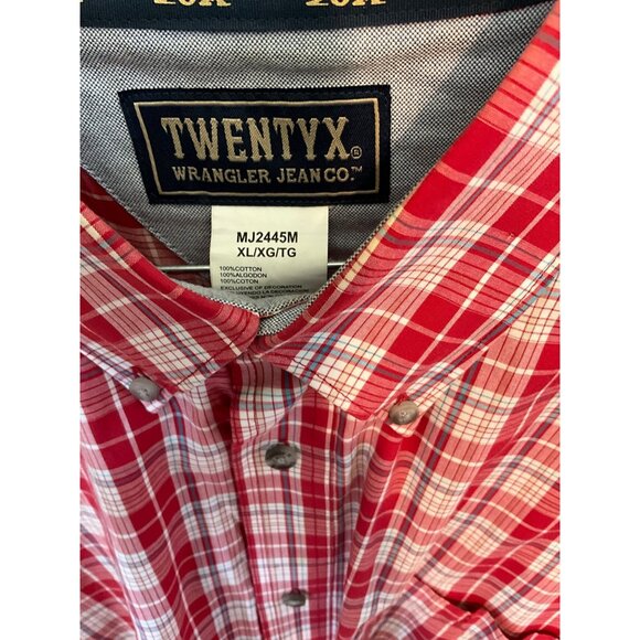 Wrangler Twenty X‎ Long Sleeve Button Up Men's XL Red/White/Light Blue Checked - Picture 4 of 7